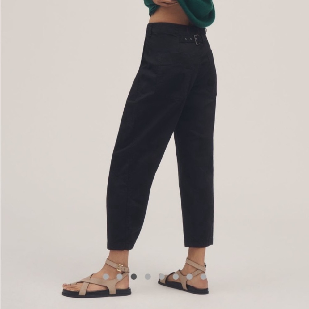 PILCRO Pants Barrel Jeans THE ARIN Buckle Back Black Linen Cotton Size 29 - Picture 3 of 16
